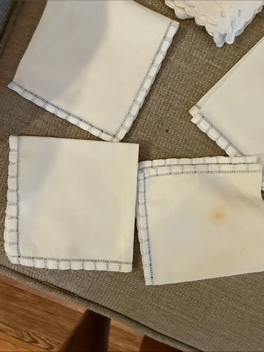 White Embroidered Cotton vintage napkins
